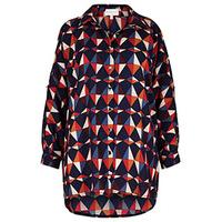 multi coloured retro print cold shoulder shirt