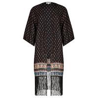 multi coloured boho print longline kimono