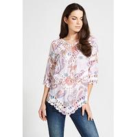 Multi-Coloured Paisley Print Crochet Top