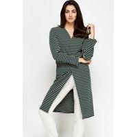 Multi Stripe Open Long Line Cardigan