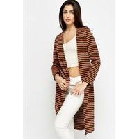 Multi Stripe Open Long Line Cardigan