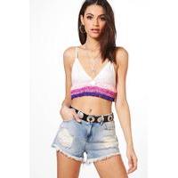 multi fringed bralet white