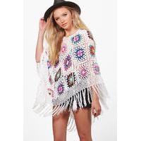 multi colour crochet festival poncho multi