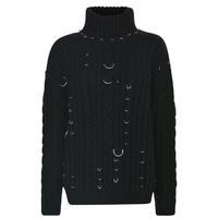 MUGLER Chunky Pierced Roll Neck Jumper