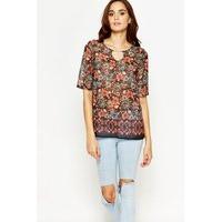 multi azalea floral blouse