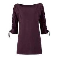 mulberry lace up sleeve bardot top