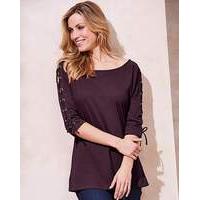 Mulberry Lace Up Sleeve Bardot Top