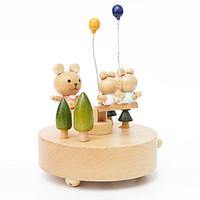 Music Box Circular Novelty Gag Toys Wood Unisex