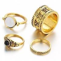 Multi Finger Ring Vintage Luxury Ring Sets for Women Gold Silver Plated(4pcs/set)