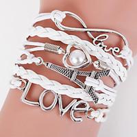 Multilayer Eiffel Tower Love Weave Bracelet, White inspirational bracelets Christmas Gifts