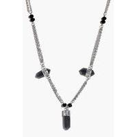 Multi Crystal Skinny Necklace - silver