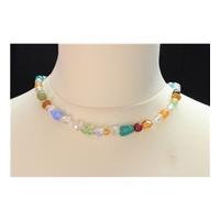 multi coloured plastic crystal and stone bead necklace multi coloured  ...