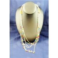 Multicoloured beads on gold chain Necklace Medium Size