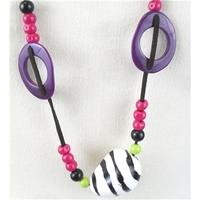 Multi-coloured plastic bead necklace