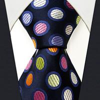 MXL5 Men\'s Neckties Navy Blue Multicolor Polka Dot 100% Silk Dress Casual For Men