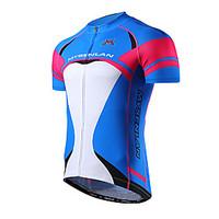 Mysenlan Cycling Jersey Men\'s Short Sleeve Bike Jersey Breathable Polyester Fashion Summer Blue Green