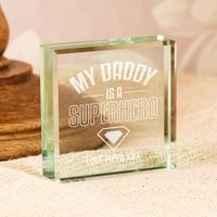 My Daddy is a Superhero Customised Glass Block