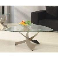 Mystique Glass Coffee Table With Criss Cross Base