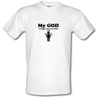 My God is Bigger Than Your God male t-shirt.