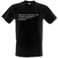 my level of sarcasm has a direct correlation to your level of stupidity male t-shirt.