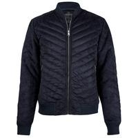 Myers Quilted Suede Bomber Jacket in Navy