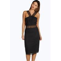 mya crochet trim detail midi dress black