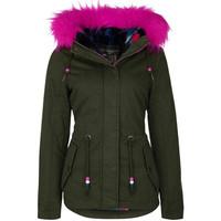 Mymo Stuffed anorak with detachable fur collar and lining 28536137 women\'s Jacket in green
