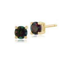 Mystic Topaz Round Stud Earrings In 9ct Yellow Gold 3.50mm Claw Set