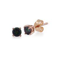 Mystic Green Topaz Round Stud Earrings In 9ct Rose Gold 3.50mm Claw Set