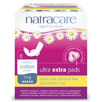 Natracare Organic and Natural Ultra Extra Pads - Long with Wings - Pack Of 8