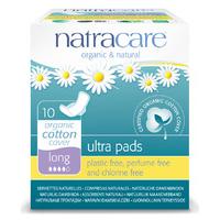 Natracare Organic Cotton Ultra Pads - Long with Wings - 10