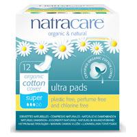 Natracare Organic Cotton Ultra Pads - Super with Wings - 12