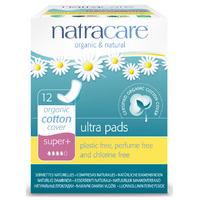 natracare organic cotton ultra pads super plus 12