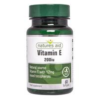 natures aid vitamin e 200iu natural form 1000mg 60caps