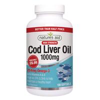 Natures Aid Cod Liver Oil High Strenght, 100mg, 180Caps
