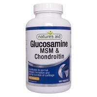 Natures Aid Glucosamine 500mg, MSM 500mg + Chondroitin 100mg, 180Tabs