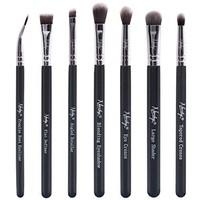 Nanshy Eye Brush Set including 7 Prestige Makeup Brushes for Eyes, Brows and Lips Onyx Black