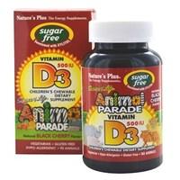 Natures Plus Source of Life Animal Parade Sugar Free Vitamin D3 500 IU - Black Cherry Flavour 90 Chewable