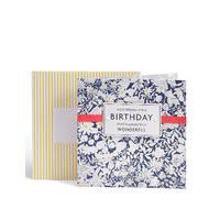 Navy Floral Print Birthday Card