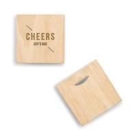 natural wood coaster with built in bottle opener cheers etching