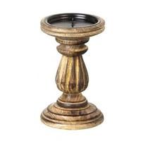 Natural Wood Carved Rustic Pillar Candle Holder