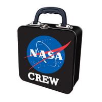 nasa crew embossed tin tote box black