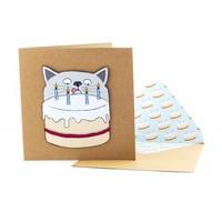 Naughty Cat Birthday Cake Card