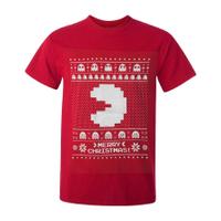 Namco Men\'s Merry Pac-Man Christmas T-Shirt - Red - XXL