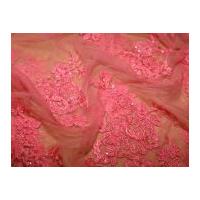 Naomi Beaded Border Scalloped Edge Couture Bridal Lace Fabric Pink