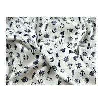 Nautical Motifs Print Cotton Poplin Dress Fabric
