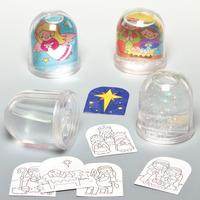 nativity colour in snow globes box of 4