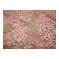 Naomi Beaded Border Scalloped Edge Couture Bridal Lace Fabric Baby Pink