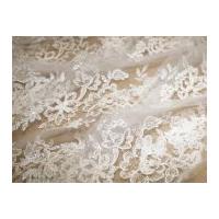 Naomi Corded Embroidery Scalloped Edge Couture Bridal Lace Fabric Ivory