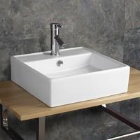 Napoli 46.5cm x 46.5cm White Counter or Shelf Mounted Square Bathroom Sink